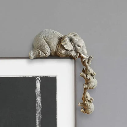 Decorative Elephant Sculptures Set - Matte Resin Figurines for Home Decor 3