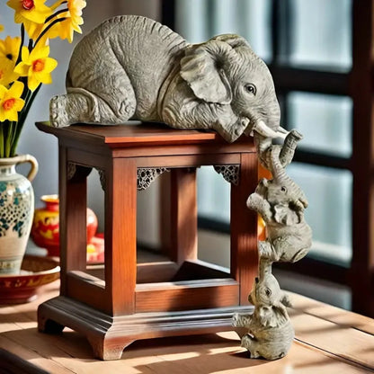 Decorative Elephant Sculptures Set - Matte Resin Figurines for Home Decor 4
