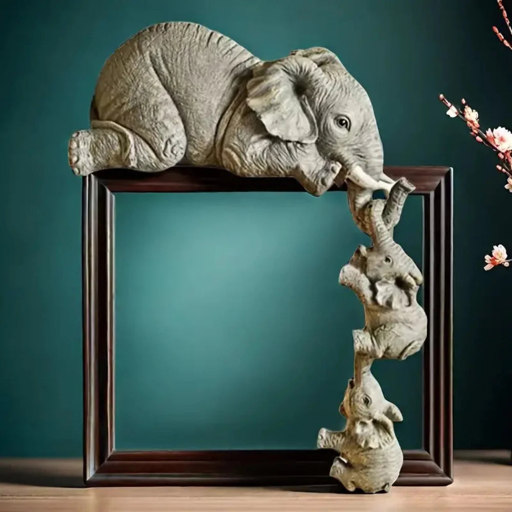 Decorative Elephant Sculptures Set - Matte Resin Figurines for Home Decor 5