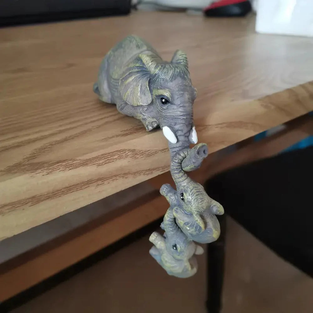 Decorative Elephant Sculptures Set - Matte Resin Figurines for Home Decor 6