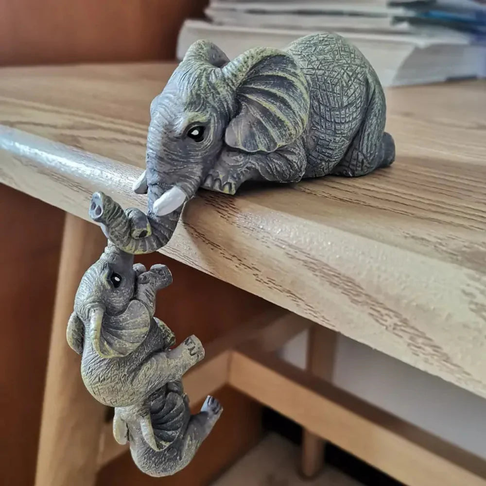 Decorative Elephant Sculptures Set - Matte Resin Figurines for Home Decor 7