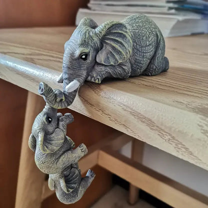 Decorative Elephant Sculptures Set - Matte Resin Figurines for Home Decor 7