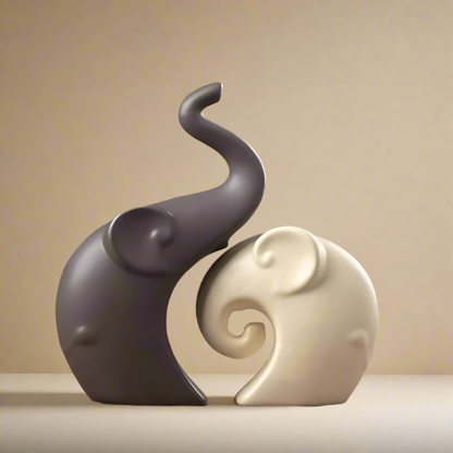 Elephant Family Figurine Set – Ceramic Decorative Statues for Home and Office 3
