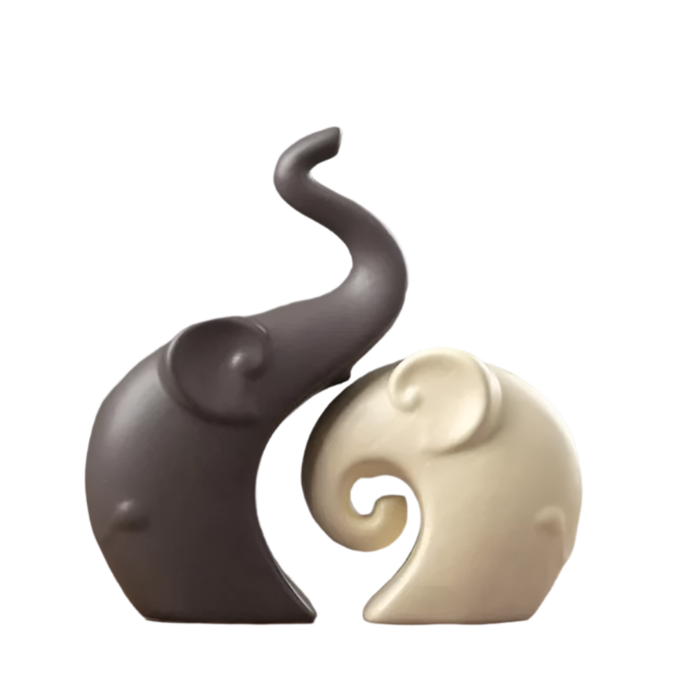 Elephant Family Figurine Set – Ceramic Decorative Statues for Home and Office 5