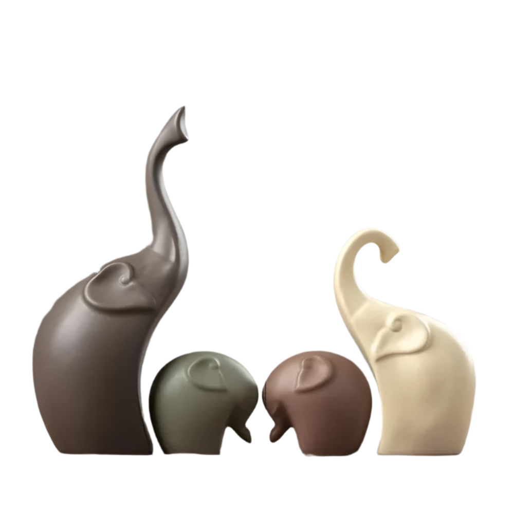 Elephant Family Figurine Set – Ceramic Decorative Statues for Home and Office 7