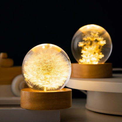 3D Crystal Decorative Night Lamp with Realistic Flowers – USB-Powered Nite Light for Home Décor 6