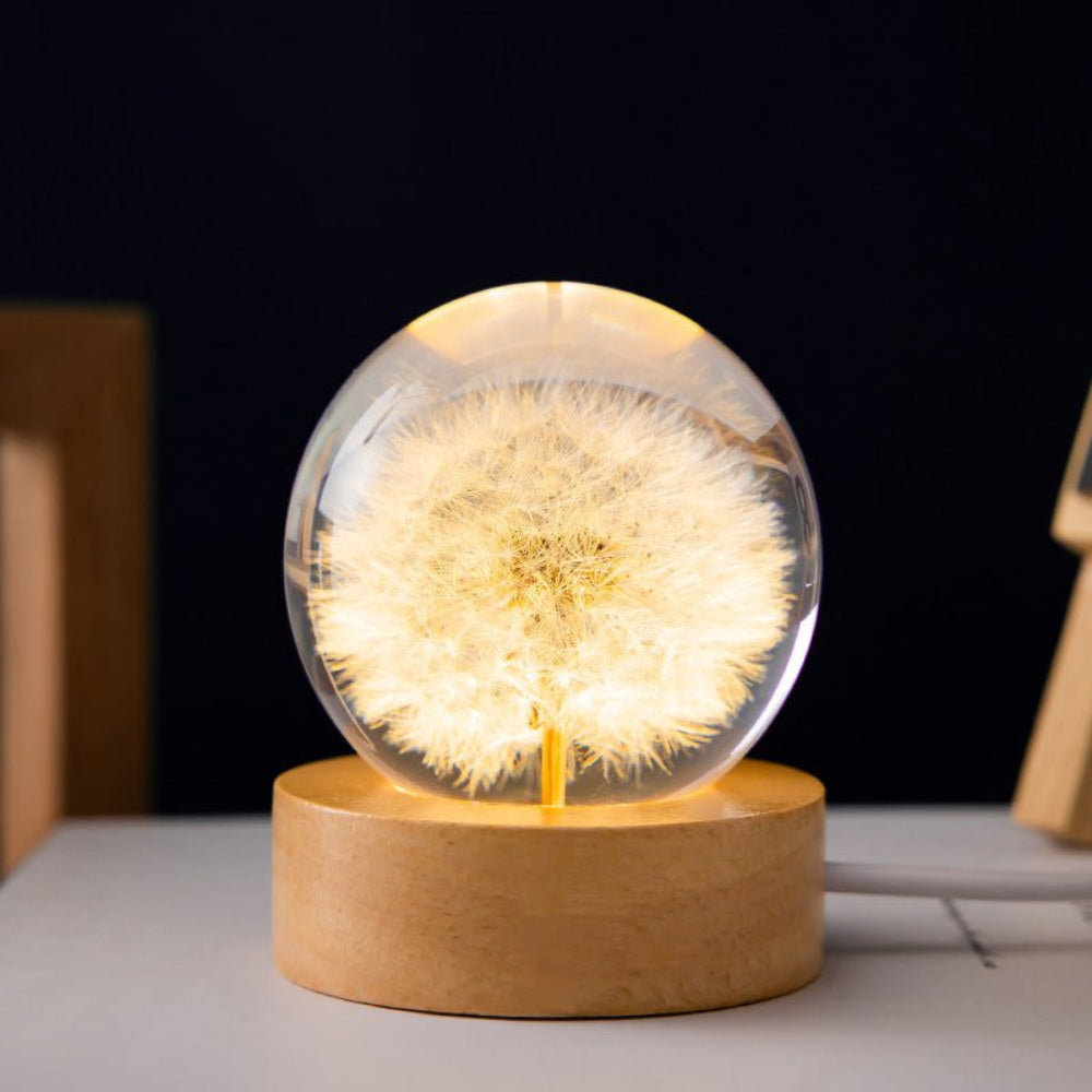 3D Crystal Decorative Night Lamp with Realistic Flowers – USB-Powered Nite Light for Home Décor 2