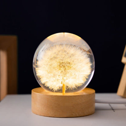 3D Crystal Decorative Night Lamp with Realistic Flowers – USB-Powered Nite Light for Home Décor 2
