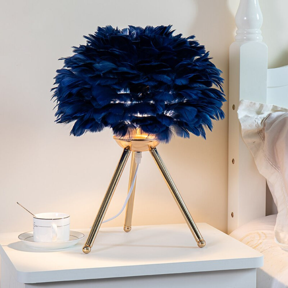 Elegant Ostrich Feather Table Lamp – Romantic Ambient Lighting for Home and Events 7