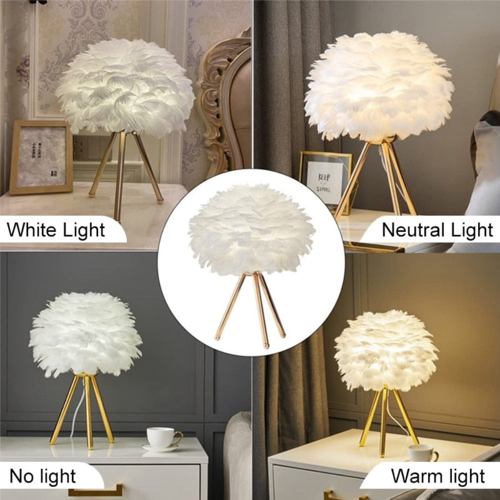 Elegant Ostrich Feather Table Lamp – Romantic Ambient Lighting for Home and Events 13