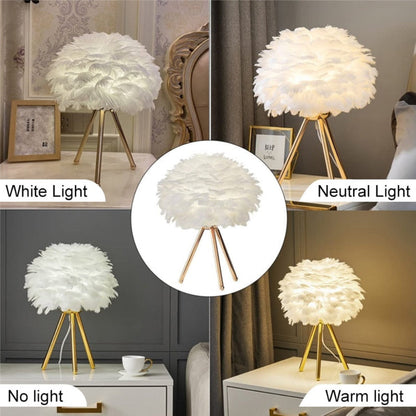 Elegant Ostrich Feather Table Lamp – Romantic Ambient Lighting for Home and Events 13