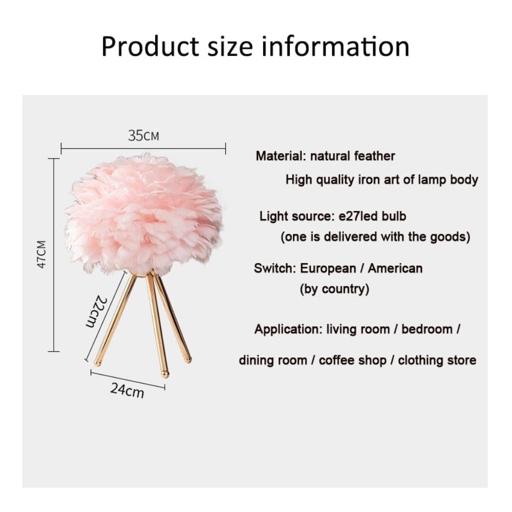 Elegant Ostrich Feather Table Lamp – Romantic Ambient Lighting for Home and Events 12