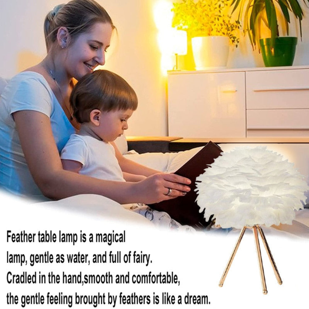 Elegant Ostrich Feather Table Lamp – Romantic Ambient Lighting for Home and Events 11