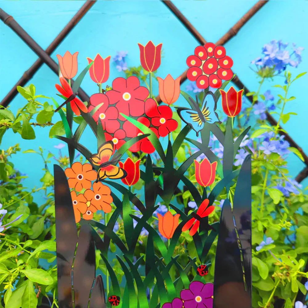 Decorative Metal Garden Fence Art - Butterfly and Flower Wall Decor for Outdoor Spaces 3