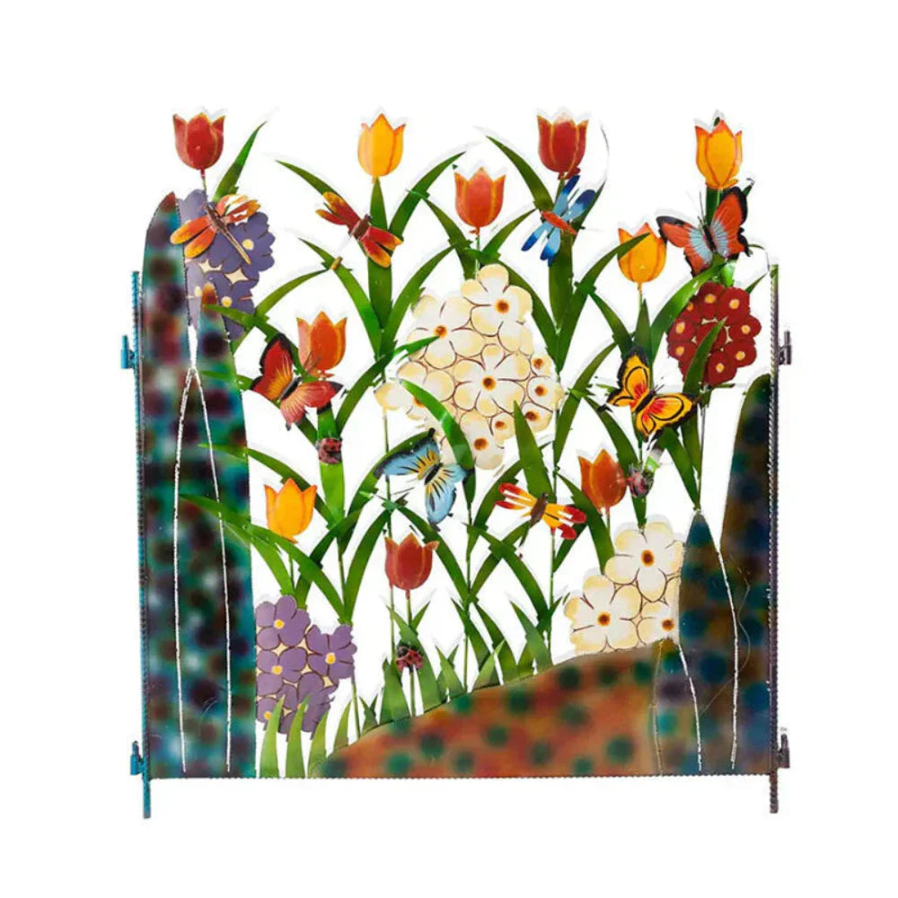 Decorative Metal Garden Fence Art - Butterfly and Flower Wall Decor for Outdoor Spaces 5