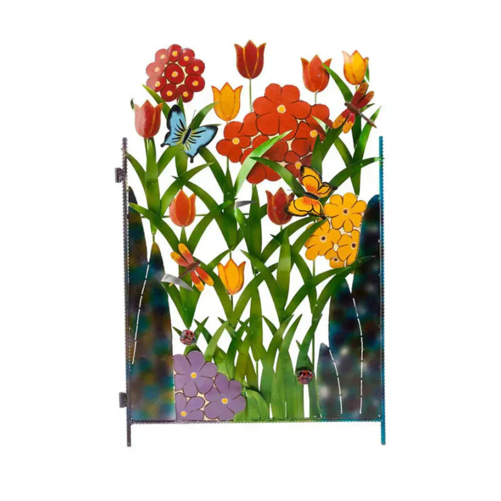 Decorative Metal Garden Fence Art - Butterfly and Flower Wall Decor for Outdoor Spaces 6