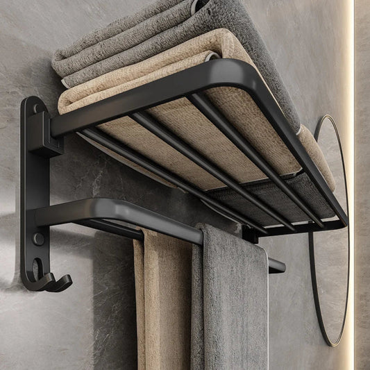 Stylish Foldable Wall-Mounted Aluminum Towel Rack for Space Saving 1