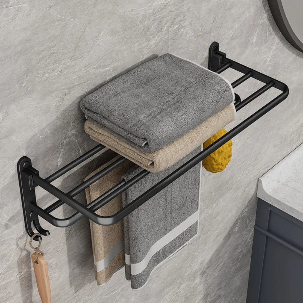 Stylish Foldable Wall-Mounted Aluminum Towel Rack for Space Saving 4