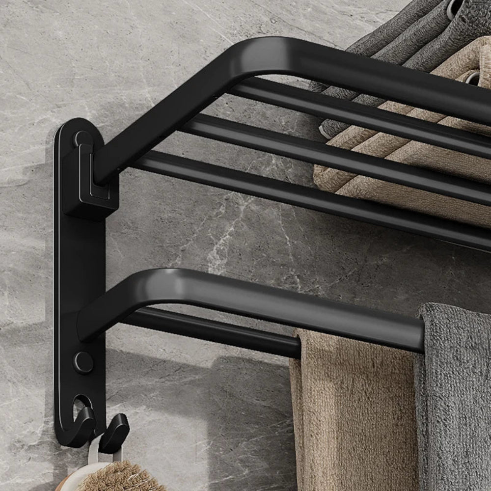Stylish Foldable Wall-Mounted Aluminum Towel Rack for Space Saving 5