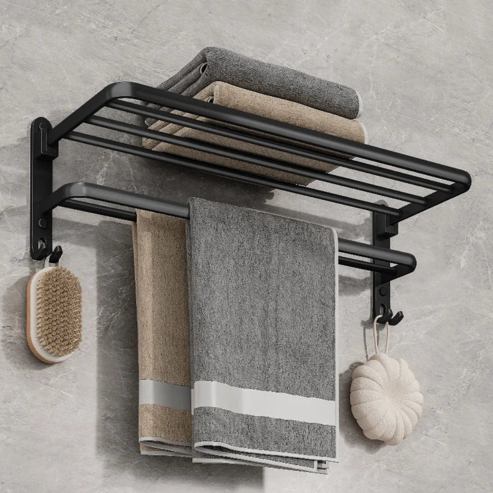 Stylish Foldable Wall-Mounted Aluminum Towel Rack for Space Saving 6