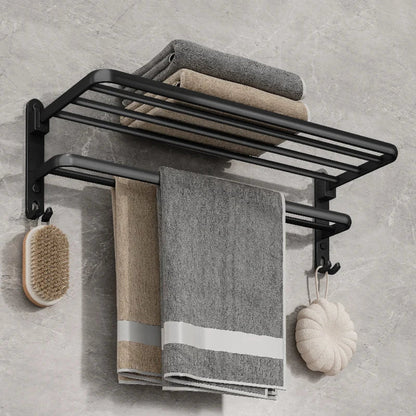 Stylish Foldable Wall-Mounted Aluminum Towel Rack for Space Saving 6