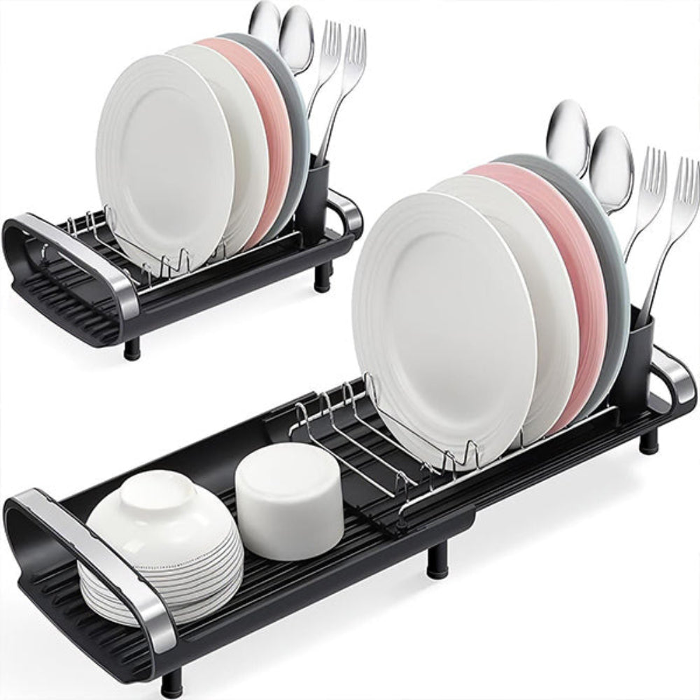 Adjustable Dish Drying Rack with Drainage Tray – Space-Saving Stainless Steel Design 3