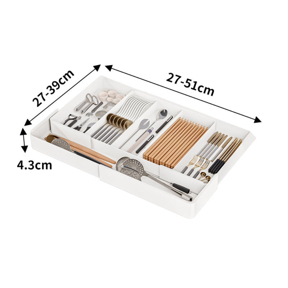 Expandable Kitchen Drawer Organizer with Adjustable Dividers – Durable Plastic Cutlery Tray for Office and Bathroom Storage 6