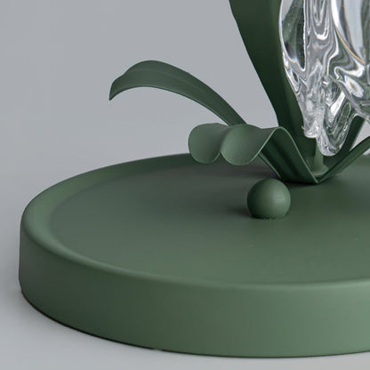 Botanical Table Lamp with Green Glass Petals – Elegant Nightstand or Desk Lamp for Modern Home Decor 12