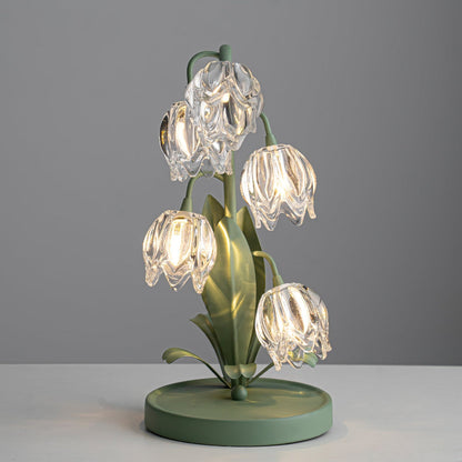 Botanical Table Lamp with Green Glass Petals – Elegant Nightstand or Desk Lamp for Modern Home Decor 4