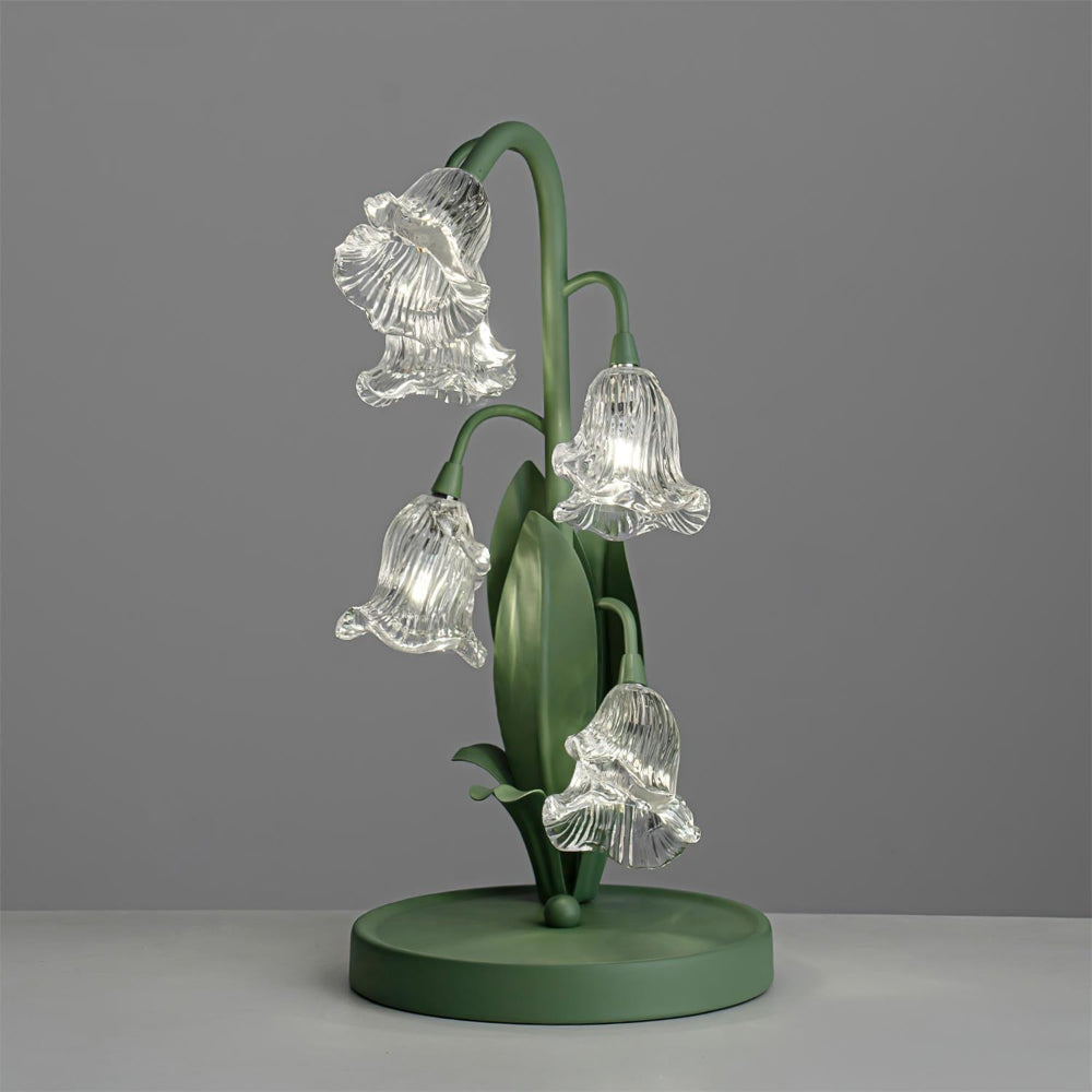 Botanical Table Lamp with Green Glass Petals – Elegant Nightstand or Desk Lamp for Modern Home Decor 47