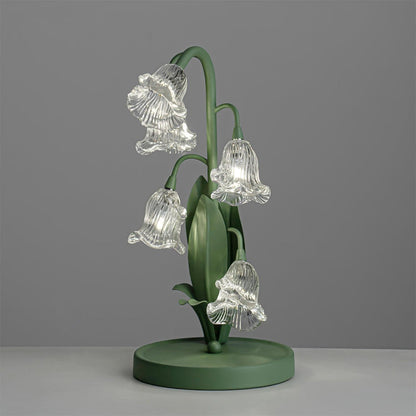 Botanical Table Lamp with Green Glass Petals – Elegant Nightstand or Desk Lamp for Modern Home Decor 47