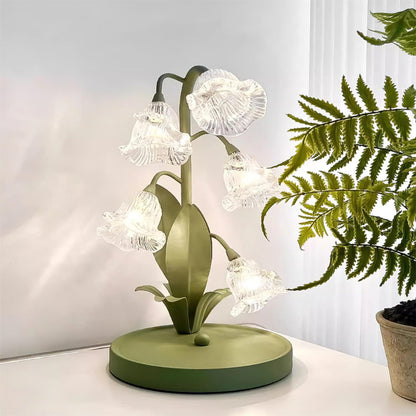Botanical Table Lamp with Green Glass Petals – Elegant Nightstand or Desk Lamp for Modern Home Decor 51