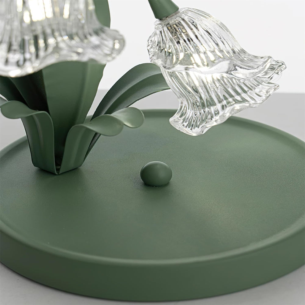 Botanical Table Lamp with Green Glass Petals – Elegant Nightstand or Desk Lamp for Modern Home Decor 53