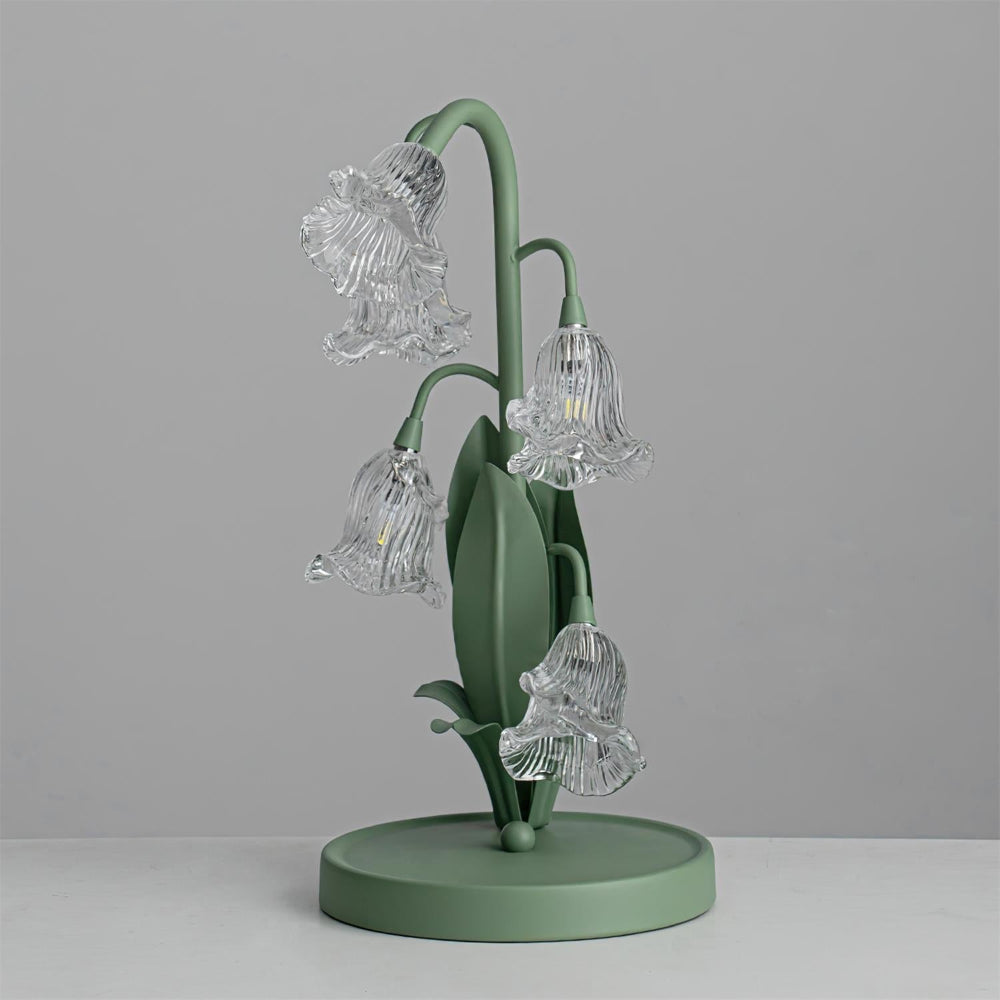 Botanical Table Lamp with Green Glass Petals – Elegant Nightstand or Desk Lamp for Modern Home Decor 55