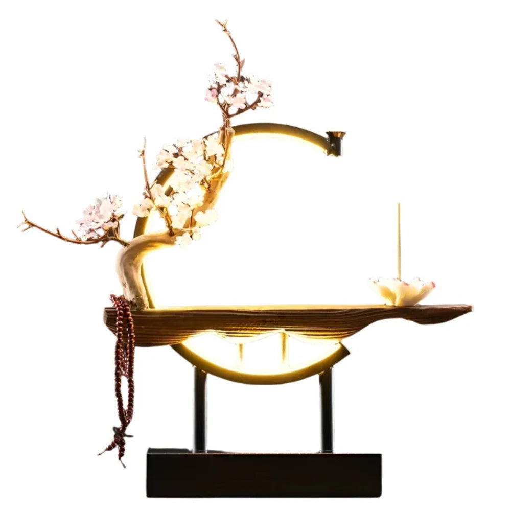 FlowRing Backflow Incense Holder with LED Light – Elegant Ceramic Burner in Iron Frame 15