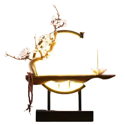 FlowRing Backflow Incense Holder with LED Light – Elegant Ceramic Burner in Iron Frame 15