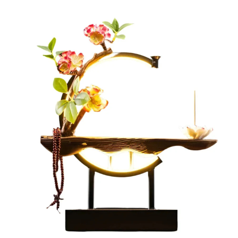 FlowRing Backflow Incense Holder with LED Light – Elegant Ceramic Burner in Iron Frame 8