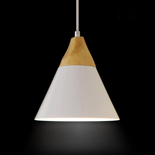 Modern Metal and Wood Chandelier – 22cm Compact Ceiling Light Fixture 1