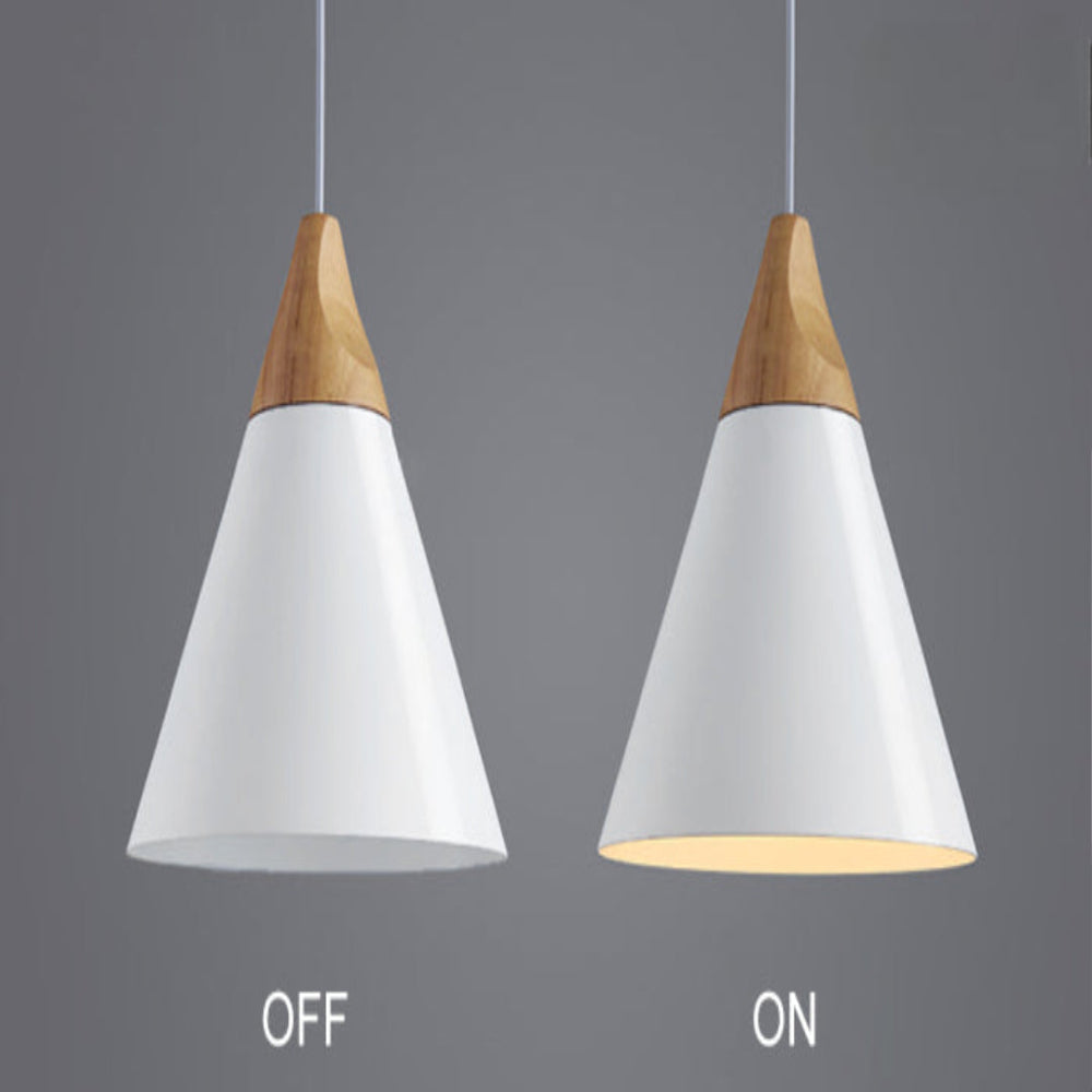Modern Metal and Wood Chandelier – 22cm Compact Ceiling Light Fixture 2