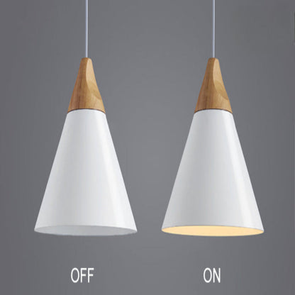 Modern Metal and Wood Chandelier – 22cm Compact Ceiling Light Fixture 2