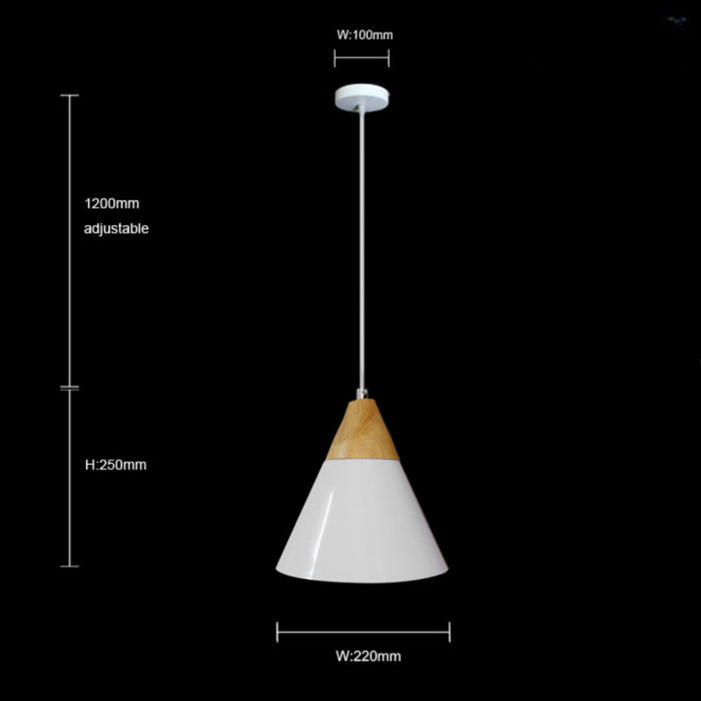 Modern Metal and Wood Chandelier – 22cm Compact Ceiling Light Fixture 4