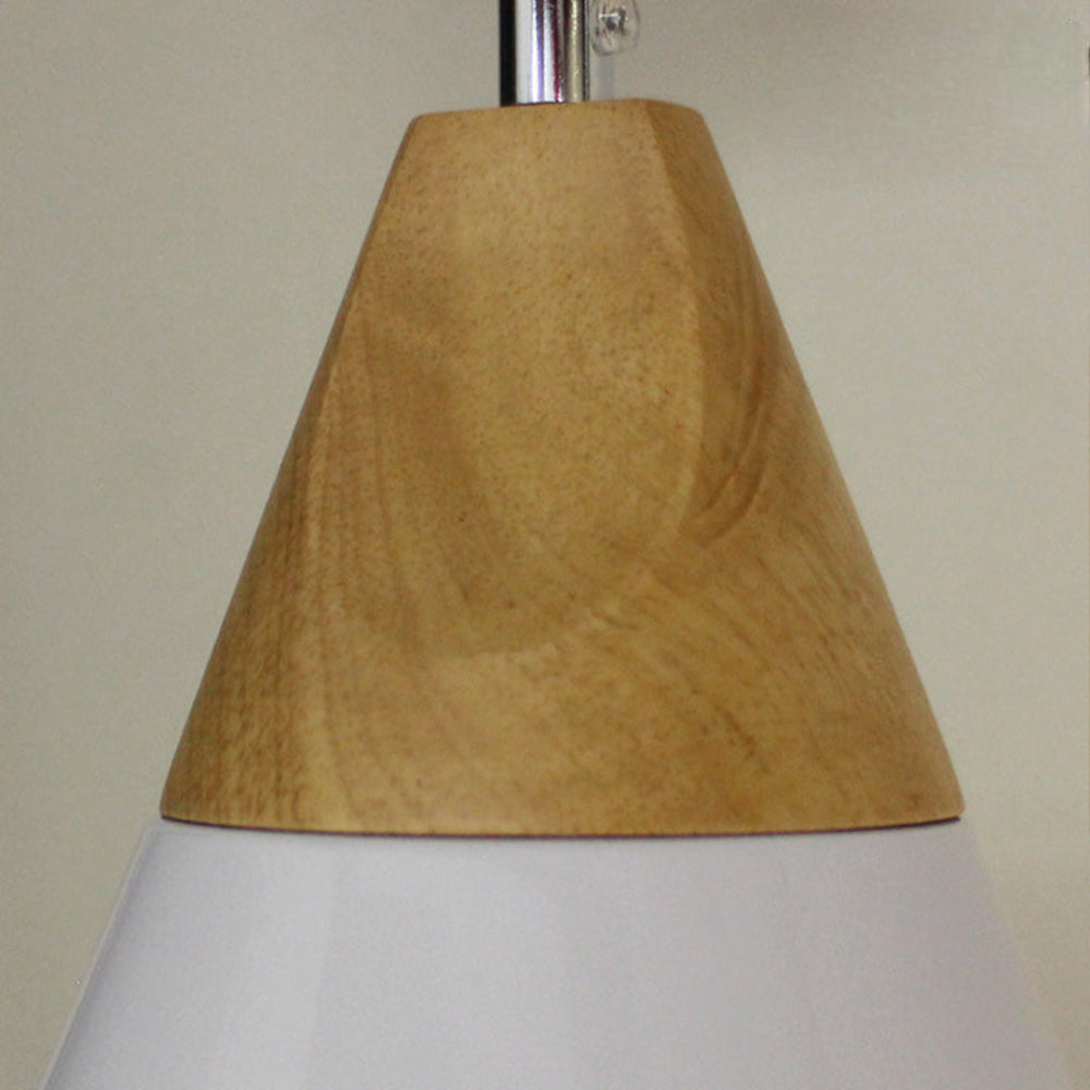 Modern Metal and Wood Chandelier – 22cm Compact Ceiling Light Fixture 5