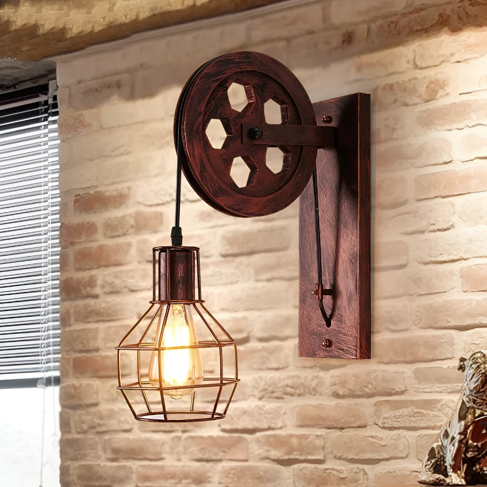 Vintage-Style LED Wall Light with Metal and Glass Design – Industrial Charm for Home Decor 2