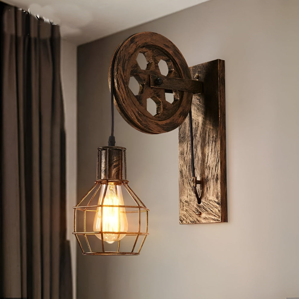 Vintage-Style LED Wall Light with Metal and Glass Design – Industrial Charm for Home Decor 3