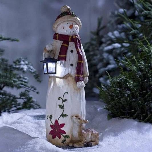 Solar Snowman Lantern Decoration – 22cm Resin Holiday Light for Indoor and Outdoor Use 1