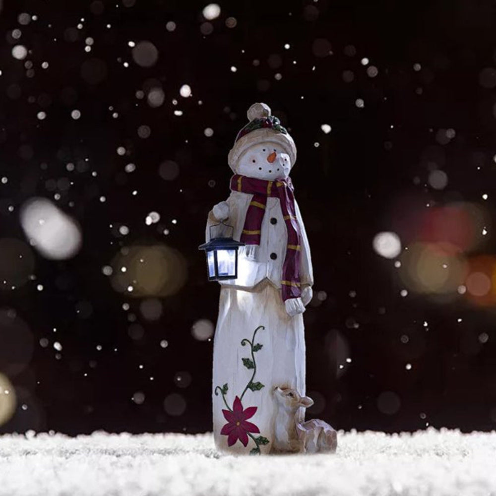 Solar Snowman Lantern Decoration – 22cm Resin Holiday Light for Indoor and Outdoor Use 2