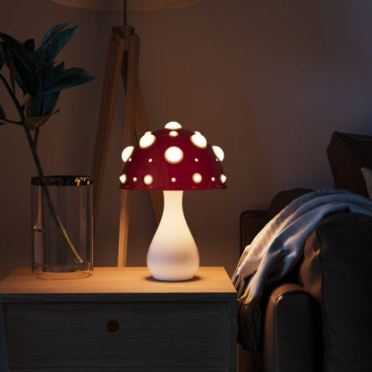 LED Table Lamp with Adjustable Brightness - Cordless Mushroom Design for Bedside or Desk Use, USB Rechargeable and Compact 5