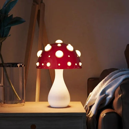 LED Table Lamp with Adjustable Brightness - Cordless Mushroom Design for Bedside or Desk Use, USB Rechargeable and Compact 6