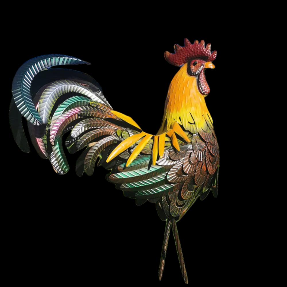 Colorful Metal Rooster Garden Sculpture – Hand-Painted Outdoor Decor 5