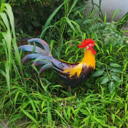 Colorful Metal Rooster Garden Sculpture – Hand-Painted Outdoor Decor 7